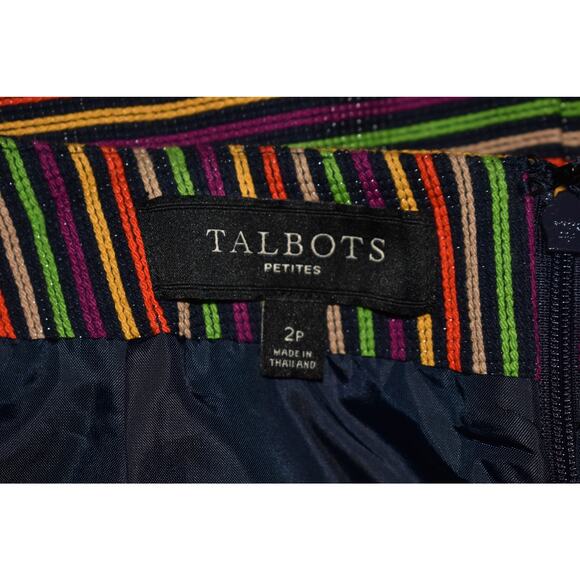 TALBOTS $70 Multi-Color Stripe‎ Textured Cotton Blend Pencil Skirt 2P - Picture 3 of 3